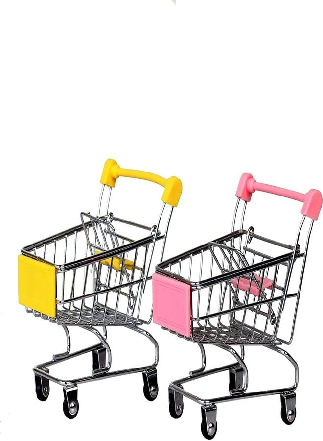 LUOSHI Mini Shopping Cart, Colorful Metal Shopping Cart Toy Mini Shopping Handcart Mode Tiny Ulitily Trolley Toy for Kids Desk Storage (raindom Color) - Image 3